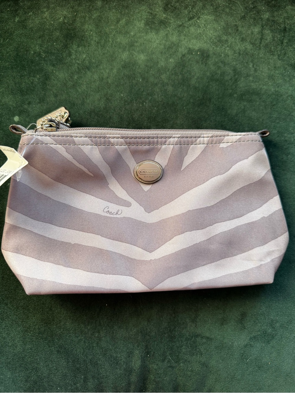 Coach Grey  Zebra-Print wristlet NWT